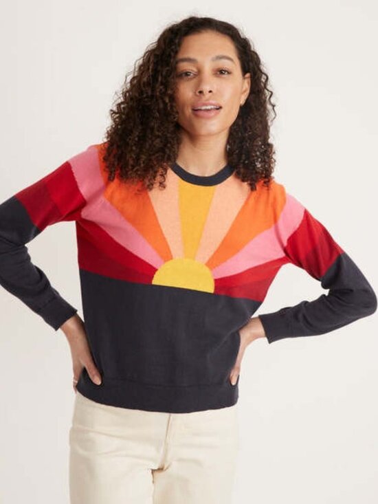 Marine Layer Sweaters - Marine Layer Sunset Icon Sweater - XS - Multi color navy blue